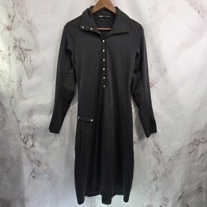 Nau Dress Womens Small Black Lightweight Sweater Button Merino Wool